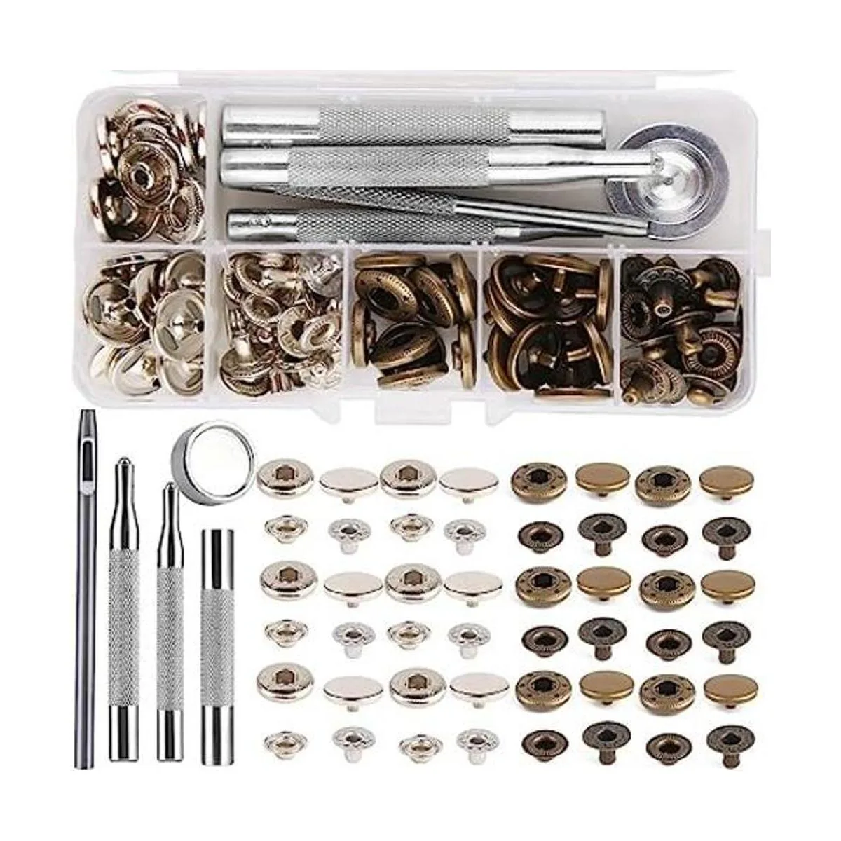 Kit de 85 cierres de piel a presión botones de acero_1