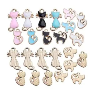 36pcs esmalte gato encanto colgante lindo encantos para