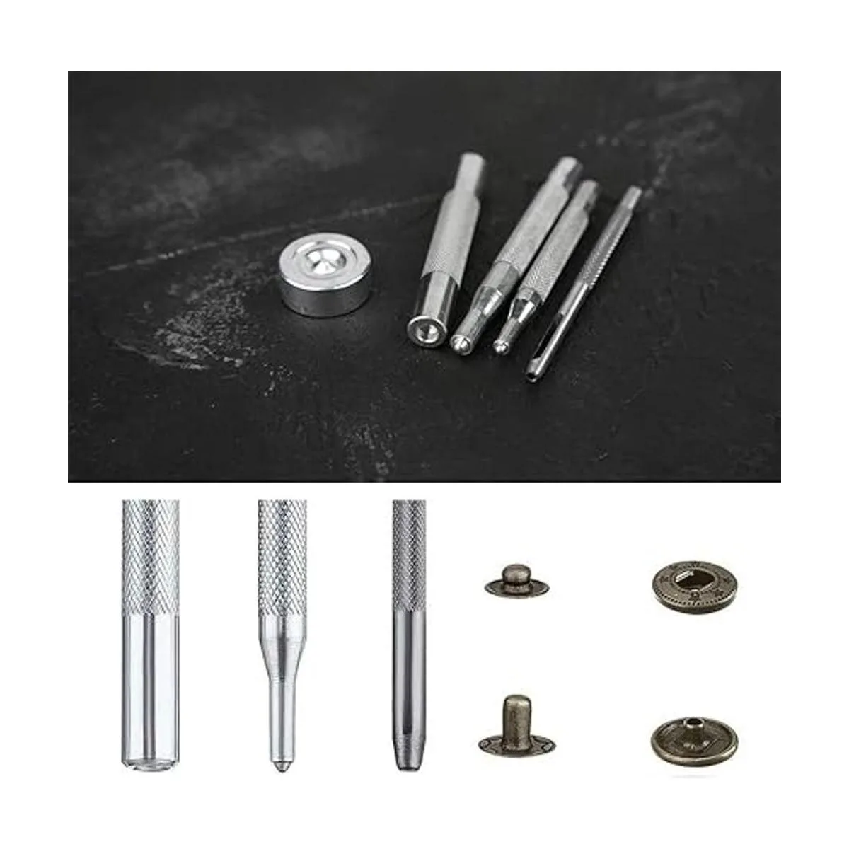 Kit de 85 cierres de piel a presión botones de acero_3