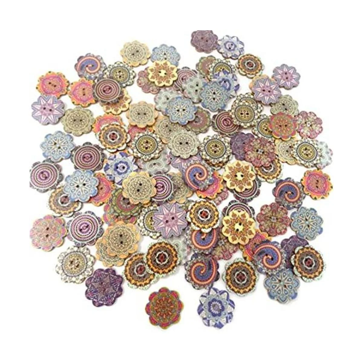 Honbay Botones decorativos de madera con forma de flor