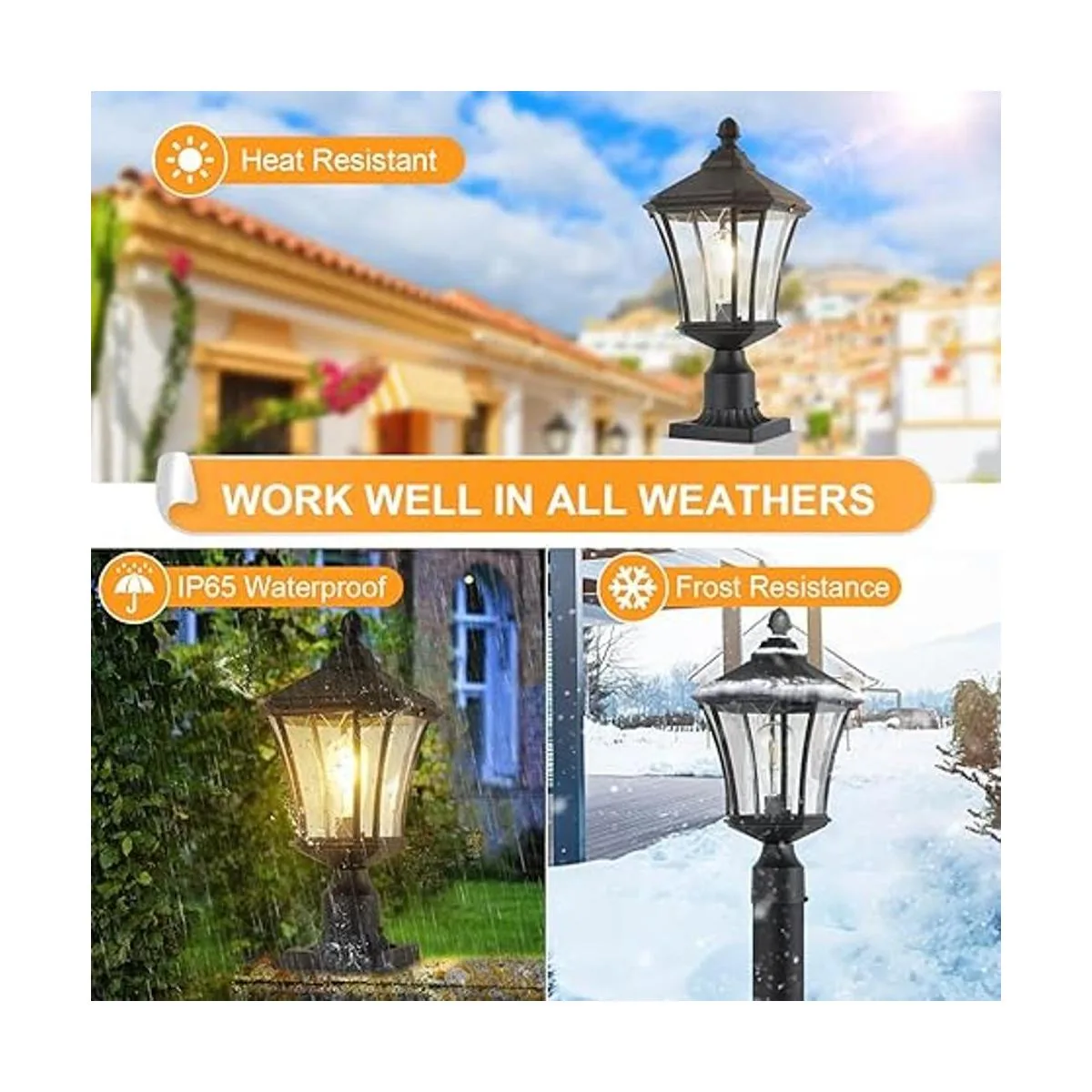 Luces de poste para exteriores de 20 pulgadas con base de