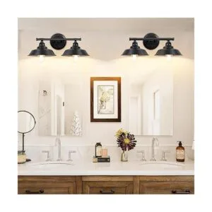 Lámparas de tocador de baño de granja color negro luces_2