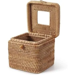Funda cuadrada de ratán para caja de pañuelos 5.7 x 5.7 x_4