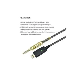 Mugteeve Adaptador de cable de guitarra a USB USB a 14_3
