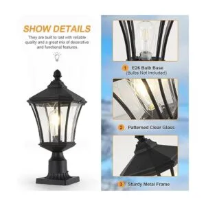 Luces de poste para exteriores de 20 pulgadas con base de