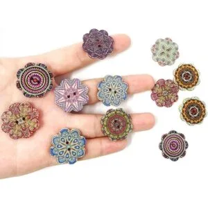 Honbay Botones decorativos de madera con forma de flor