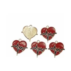 30 abalorios de corazón con diseño de corazón esmaltado_5