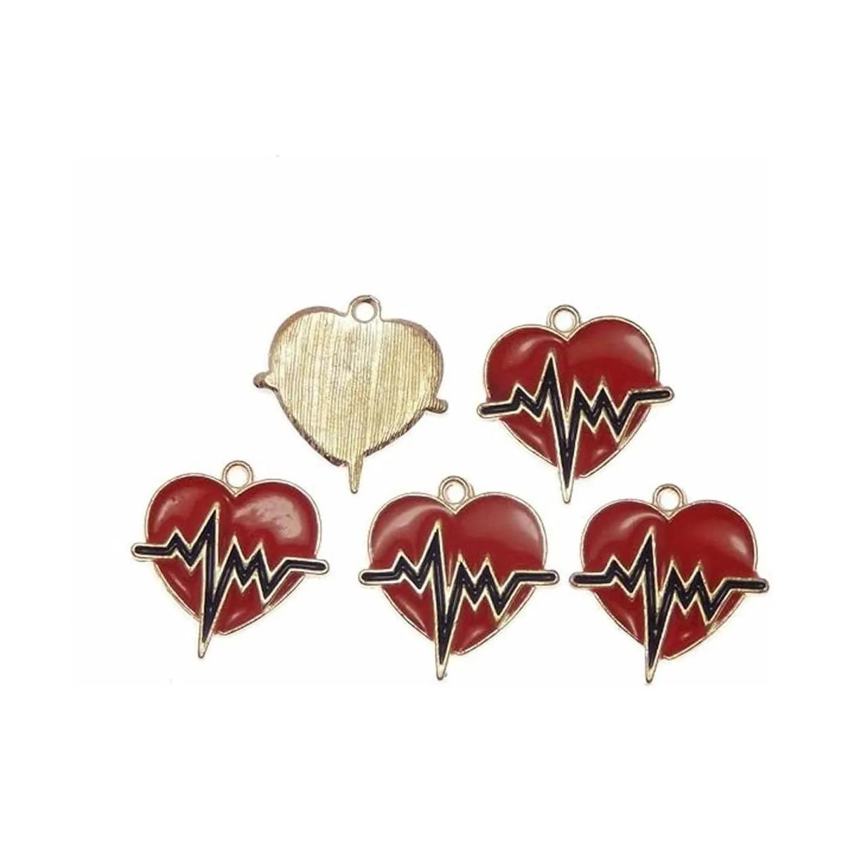 30 abalorios de corazón con diseño de corazón esmaltado_5