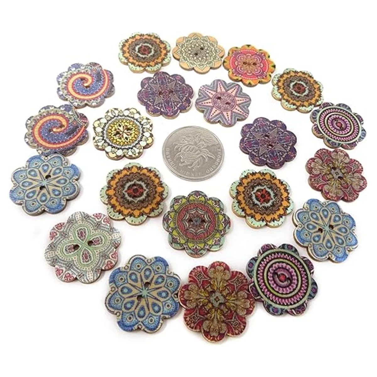 Honbay Botones decorativos de madera con forma de flor