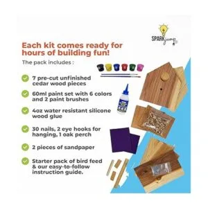 SparkJump Jr Kit de casa de pájaros Madera de cedro_2