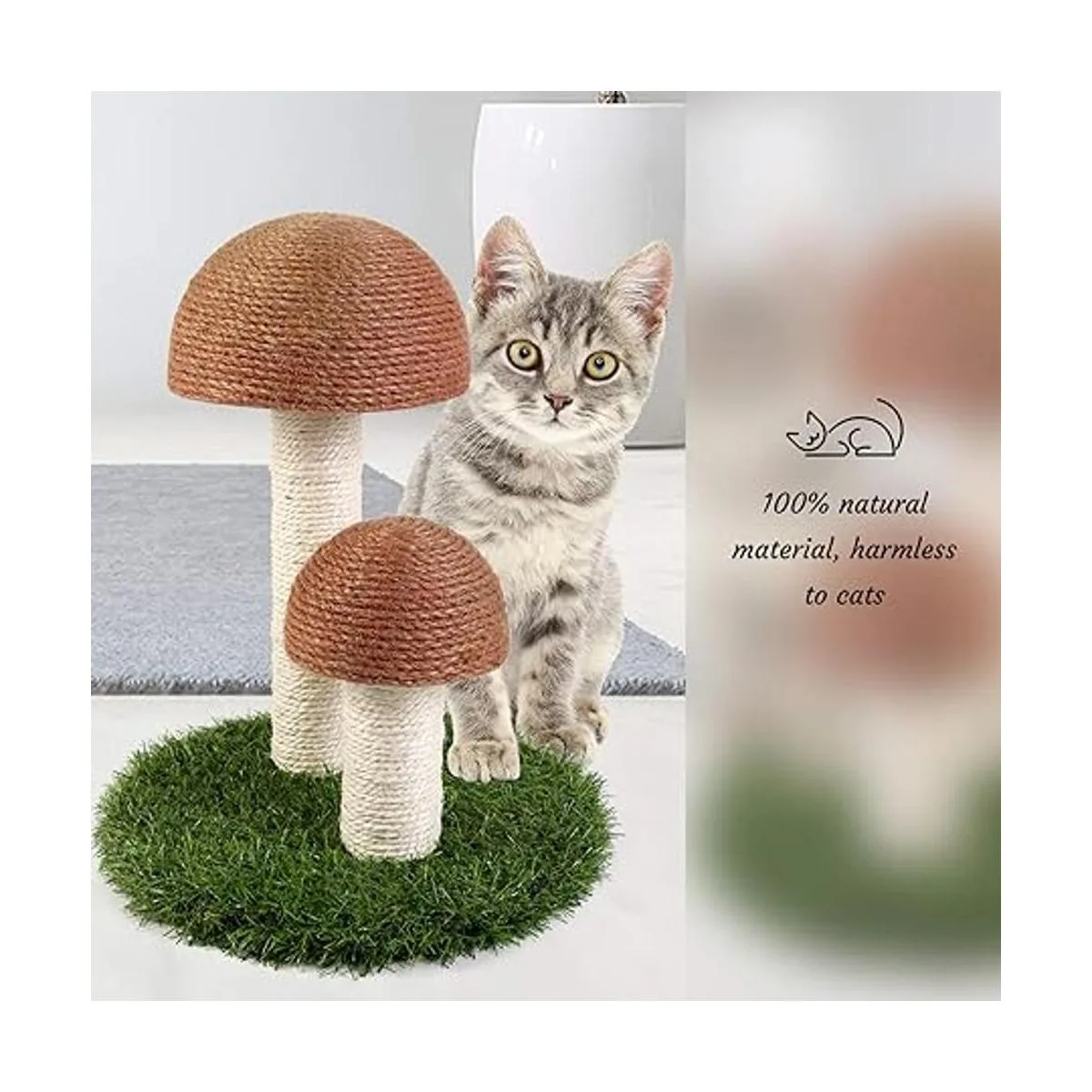 Odoland Rascador para gatos con forma de seta natural_5