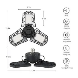 Deformable LED Garage Light 6000 Lumen 6500K Daylight_6