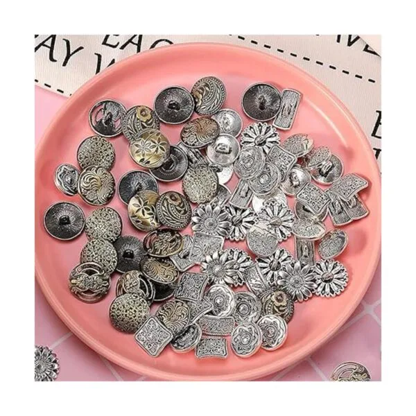 Botones de metal 80 piezas de color plateado antiguo y