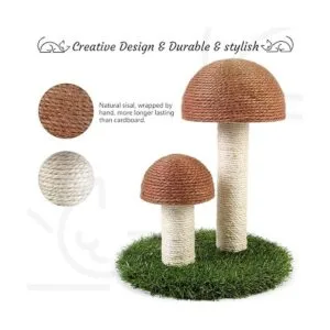 Odoland Rascador para gatos con forma de seta natural_2