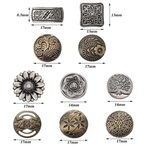 Botones de metal 80 piezas de color plateado antiguo y