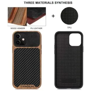 TENDLIN Carcasa híbrida para iPhone 12 diseño de grano_2