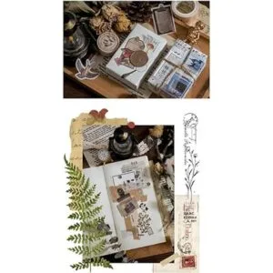 Juego de 240 calcomanías vintage Washi diseño retro de