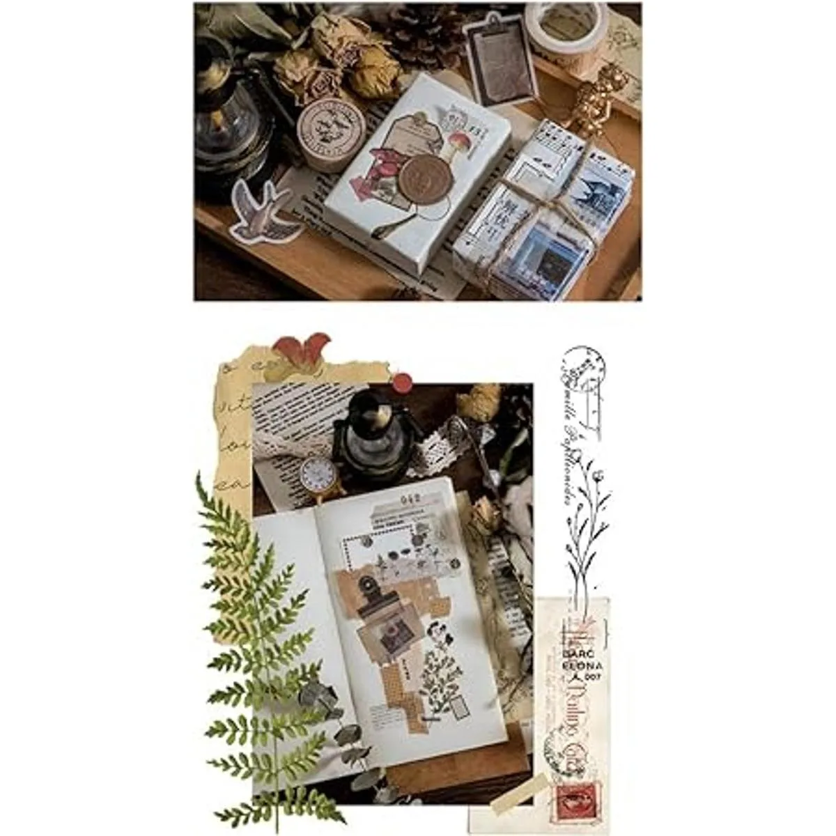 Juego de 240 calcomanías vintage Washi diseño retro de