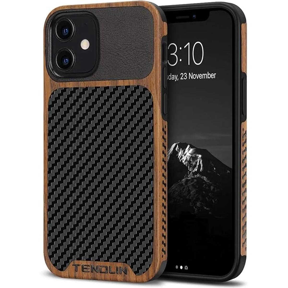 TENDLIN Carcasa híbrida para iPhone 12 diseño de grano_1