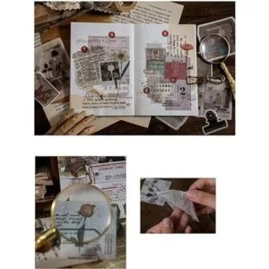 Juego de 240 calcomanías vintage Washi diseño retro de