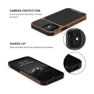 TENDLIN Carcasa híbrida para iPhone 12 diseño de grano_4