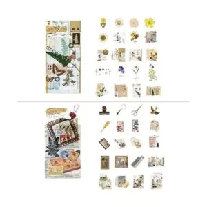 Juego de 240 calcomanías vintage Washi diseño retro de