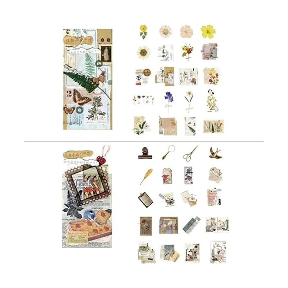 Juego de 240 calcomanías vintage Washi diseño retro de