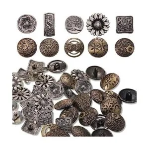 Botones de metal 80 piezas de color plateado antiguo y