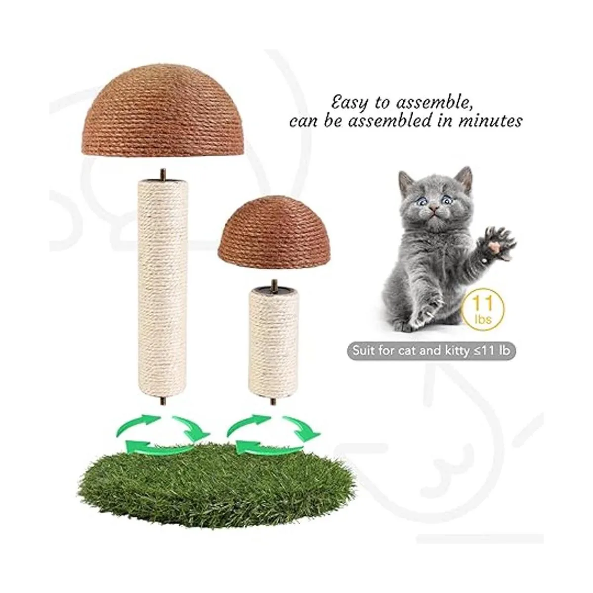 Odoland Rascador para gatos con forma de seta natural_4