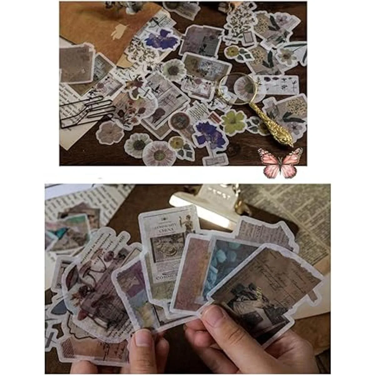 Juego de 240 calcomanías vintage Washi diseño retro de