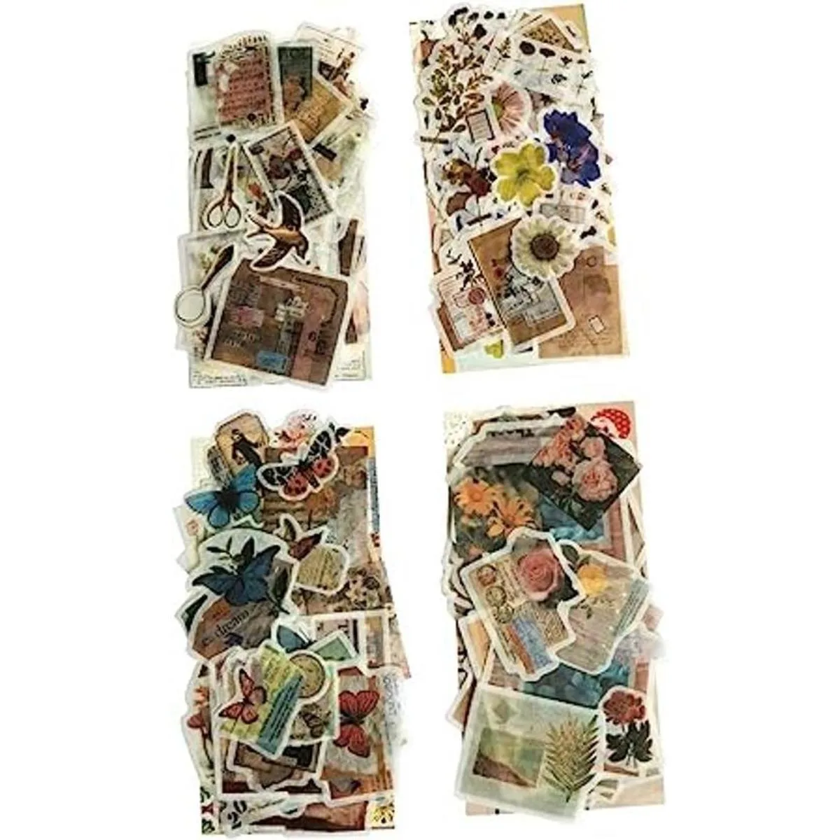 Juego de 240 calcomanías vintage Washi diseño retro de