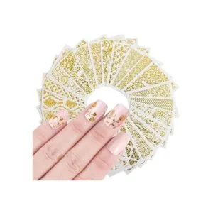 KISSBUTY 20 hojas de flores metálicas para uñas pegatinas_2