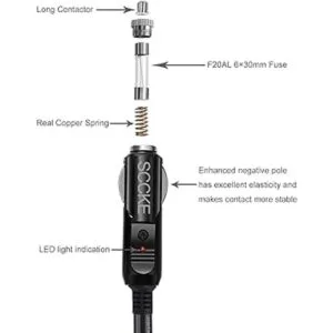 SCCKE Adaptador para encendedor de cigarrillos 14 AWG 20_2