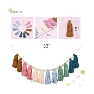 DrCor Guirnalda de borlas estilo bohemio tono tierra_2