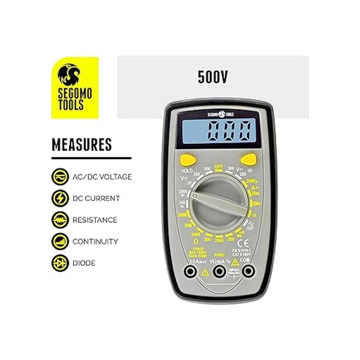 Segomo Tools DM500 Medidor de voltaje resistencia y_2