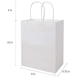 Bolsas de papel Kraft de color blanco mediano con asas a_2