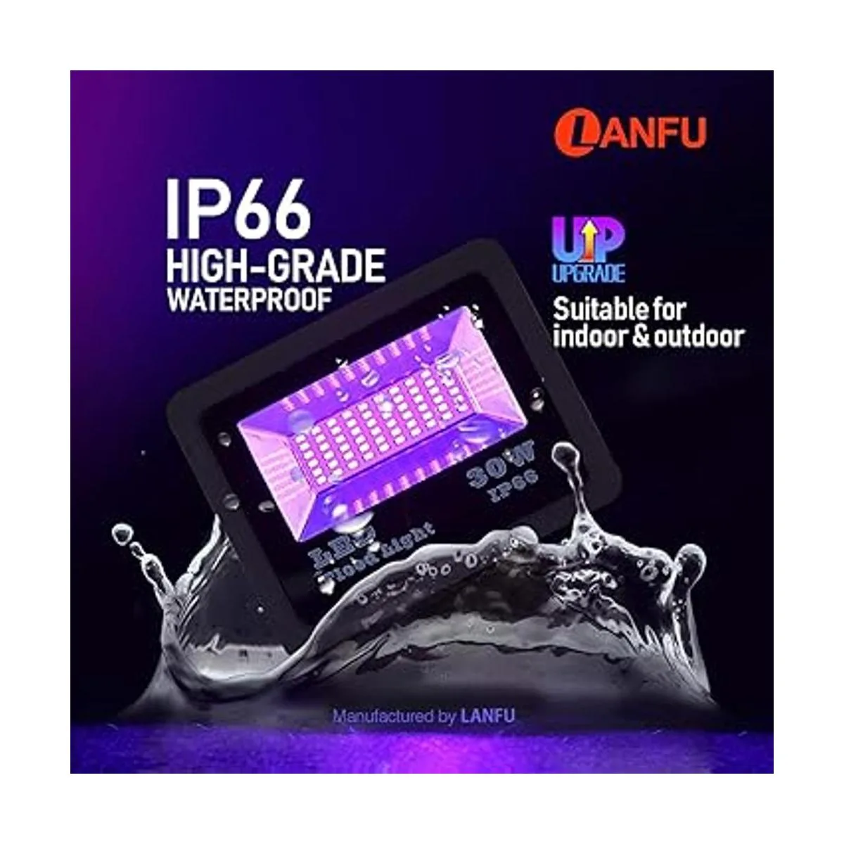 LANFU Paquete de 2 luces LED negras de 30 W para_4