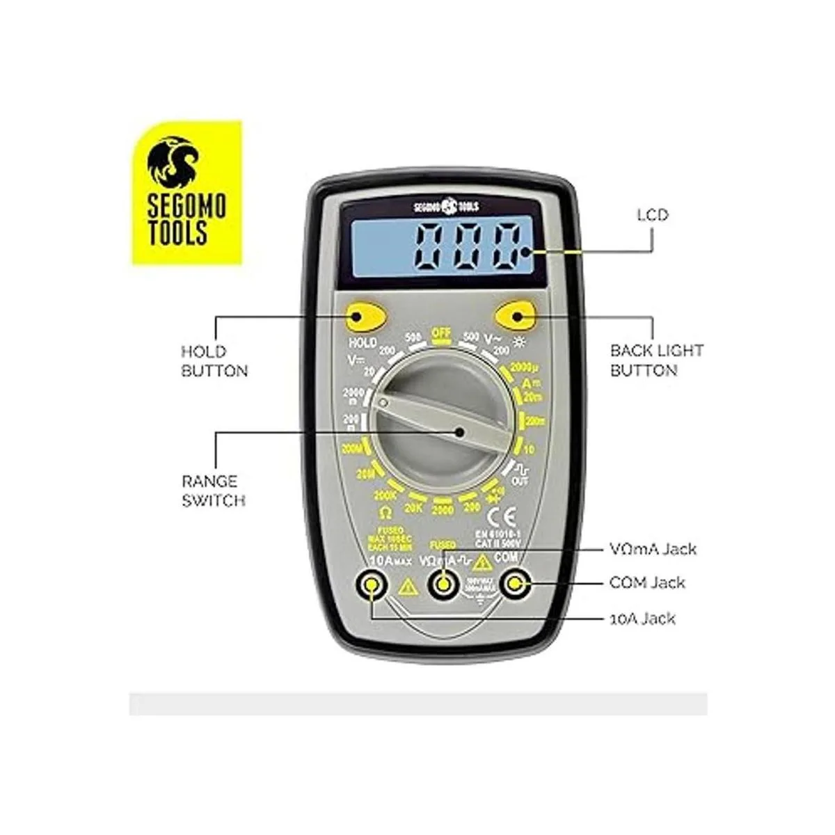 Segomo Tools DM500 Medidor de voltaje resistencia y_3