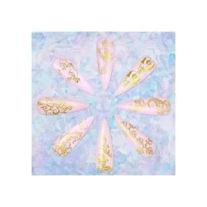 KISSBUTY 20 hojas de flores metálicas para uñas pegatinas_5