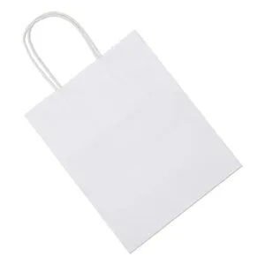 Bolsas de papel Kraft de color blanco mediano con asas a_3