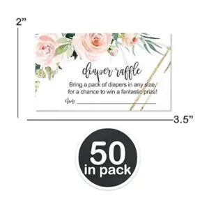 Blush Greenery Boleto de la rifa del pañal 50 tarjetas_3