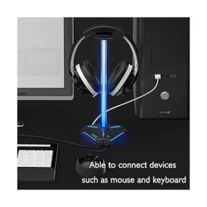 COZOO Soporte para auriculares RGB con 2 puertos de carga_2
