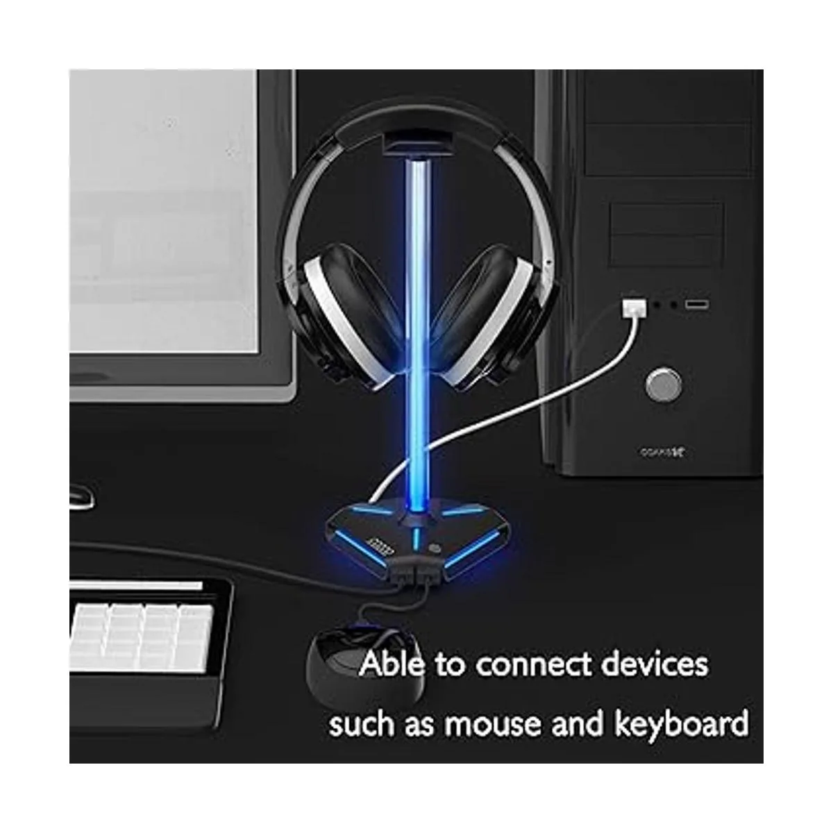 COZOO Soporte para auriculares RGB con 2 puertos de carga_2