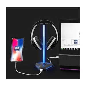 COZOO Soporte para auriculares RGB con 2 puertos de carga_3