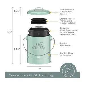 Barnyard Designs Contenedor de compostaje de cocina para