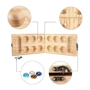AMEROUS Juego de mesa de Mancala de madera Tablero