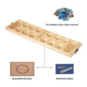 AMEROUS Juego de mesa de Mancala de madera Tablero