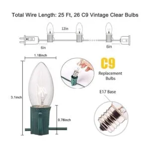 Luces de Navidad transparentes C9 cadena de luces vintage_2