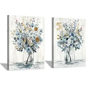 Lienzo floral para pared ramo de flores abstractas en