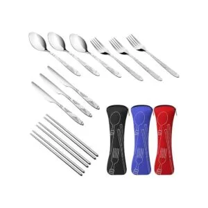 Arroyner Juego de 3 cubiertos reutilizables con cuchillo_3